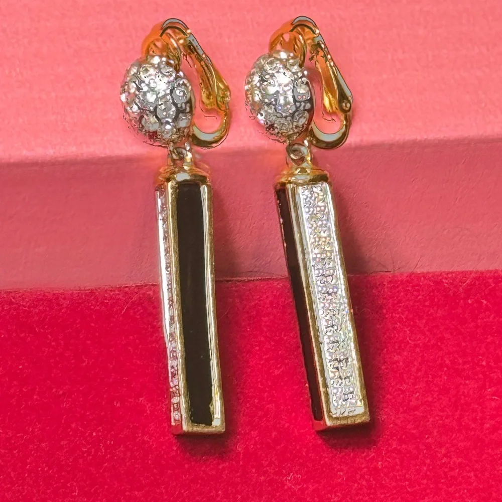 Valentino Black and Gold Crystal Earrings - Picture 8 of 15